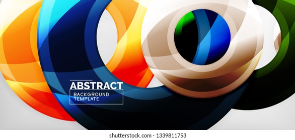 Glossy circles geometric background, vector illustration
