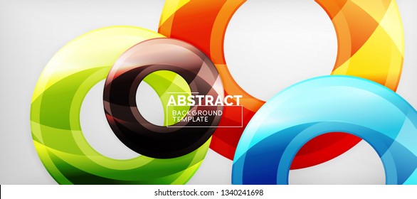 Fondo geométrico de círculos brillante, ilustración vectorial