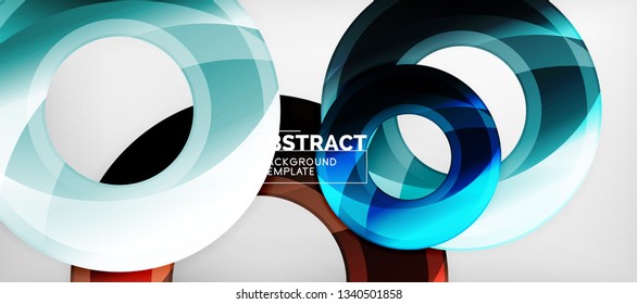 Glossy circles geometric background, vector illustration