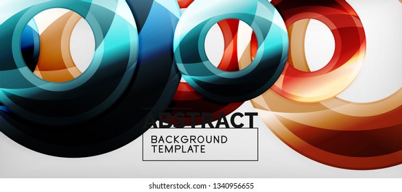 Glossy circles geometric background, vector illustration