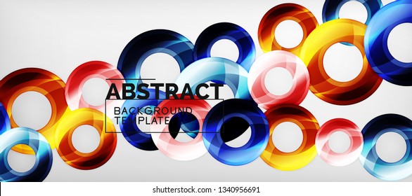 Fondo geométrico de círculos brillante, ilustración vectorial
