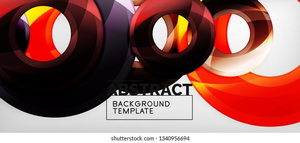Glossy circles geometric background, vector illustration