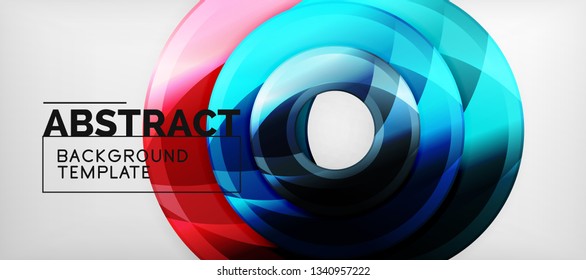 Glossy circles geometric background, vector illustration