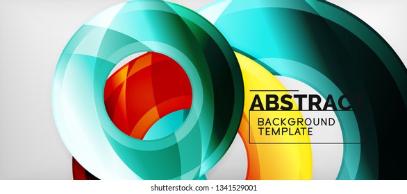 Glossy circles geometric background, vector illustration