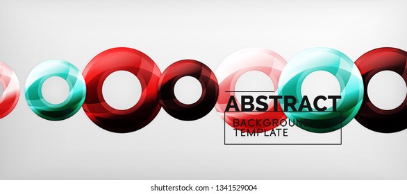 Glossy circles geometric background, vector illustration