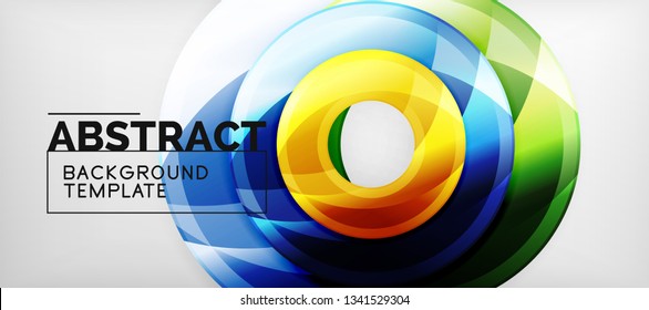 Glossy circles geometric background, vector illustration