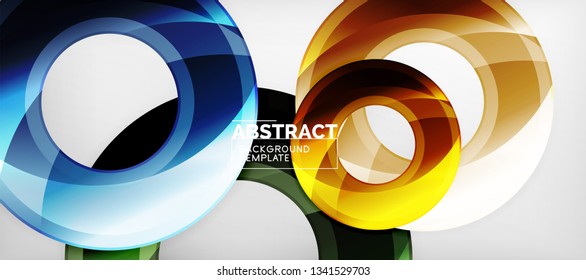 Fondo geométrico de círculos brillante, ilustración vectorial