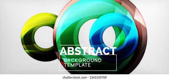 Glossy circles geometric background, vector illustration