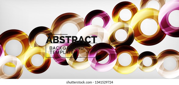 Glossy circles geometric background, vector illustration