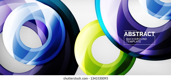 Glossy circles geometric background, vector illustration