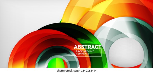 Glossy circles geometric background, vector illustration