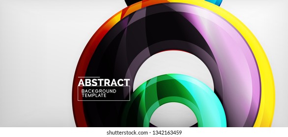 Glossy circles geometric background, vector illustration