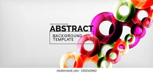 Glossy circles geometric background, vector illustration