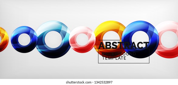 Glossy circles geometric background, vector illustration