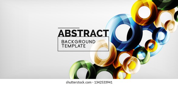 Glossy circles geometric background, vector illustration