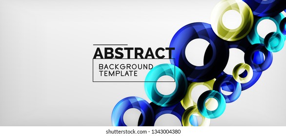 Glossy circles geometric background, vector illustration