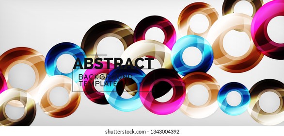 Glossy circles geometric background, vector illustration