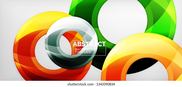 Glossy circles geometric background, vector illustration