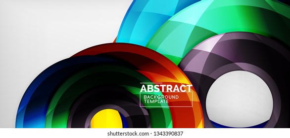 Glossy circles geometric background, vector illustration