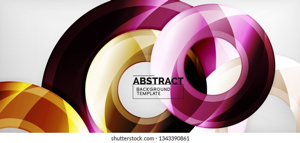 Glossy circles geometric background, vector illustration