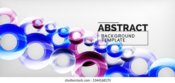 Glossy circles geometric background, vector illustration
