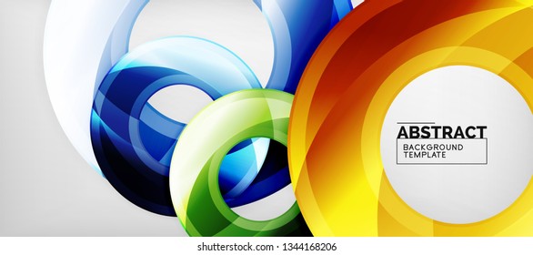 Glossy circles geometric background, vector illustration