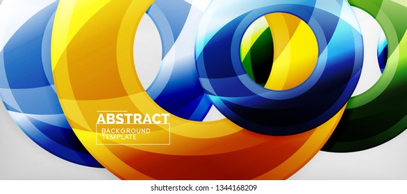 Fondo geométrico de círculos brillante, ilustración vectorial