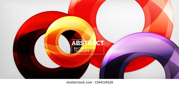 Glossy circles geometric background, vector illustration