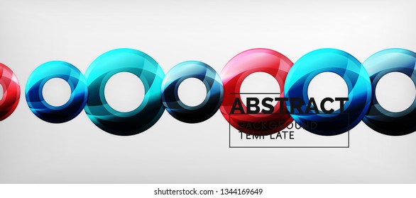 Glossy circles geometric background, vector illustration