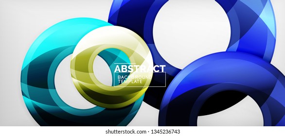 Glossy circles geometric background, vector illustration