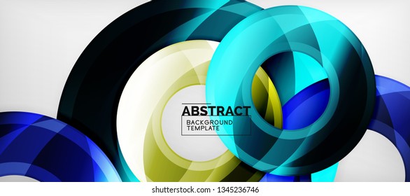 Glossy circles geometric background, vector illustration