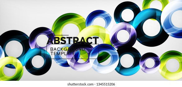 Glossy circles geometric background, vector illustration