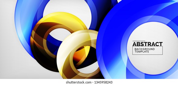 Glossy circles geometric background, vector illustration