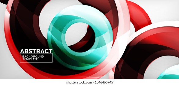 Glossy circles geometric background, vector illustration