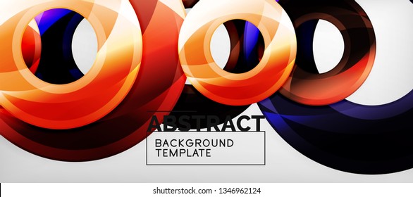 Glossy circles geometric background, vector illustration