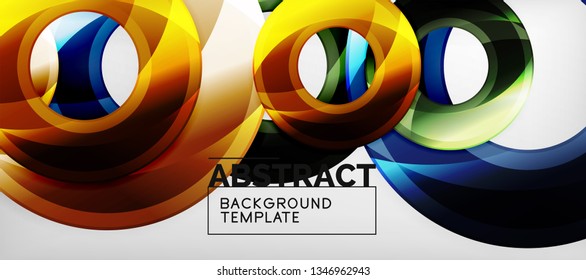 Glossy circles geometric background, vector illustration