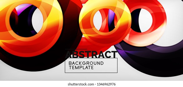 Glossy circles geometric background, vector illustration