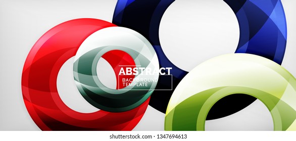 Fondo geométrico de círculos brillante, ilustración vectorial