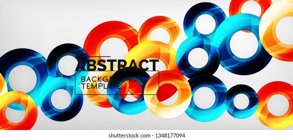 Glossy circles geometric background, vector illustration