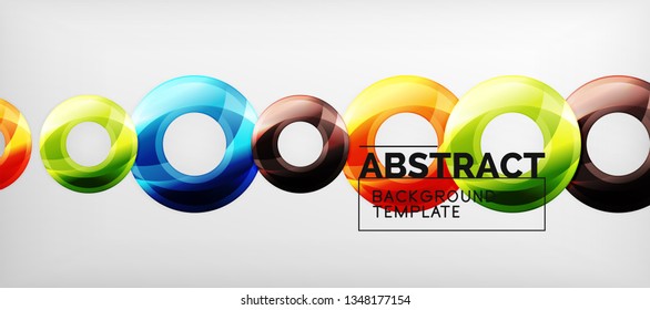 Glossy circles geometric background, vector illustration