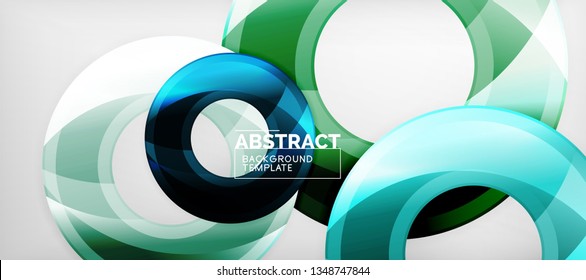 Glossy circles geometric background, vector illustration