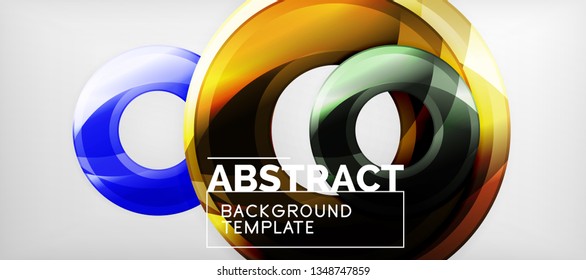 Glossy circles geometric background, vector illustration