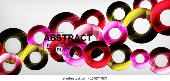 Fondo geométrico de círculos brillante, ilustración vectorial