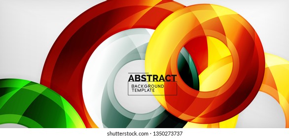 Glossy circles geometric background, vector illustration