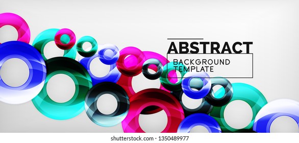 Glossy circles geometric background, vector illustration