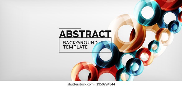 Glossy circles geometric background, vector illustration
