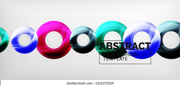 Glossy circles geometric background, vector illustration