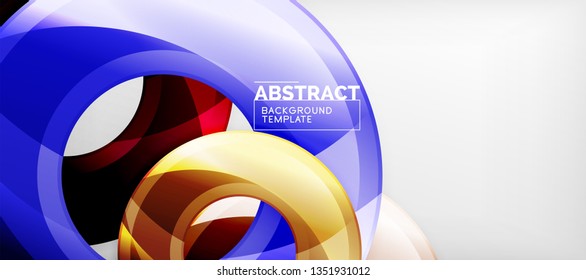 Glossy circles geometric background, vector illustration