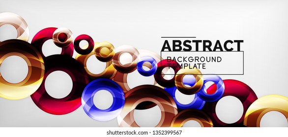 Glossy circles geometric background, vector illustration