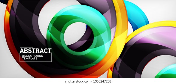 Glossy circles geometric background, vector illustration